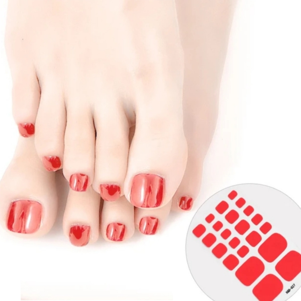Red (Solid Color) Toenail Wraps Polish Strips [22 PCS]